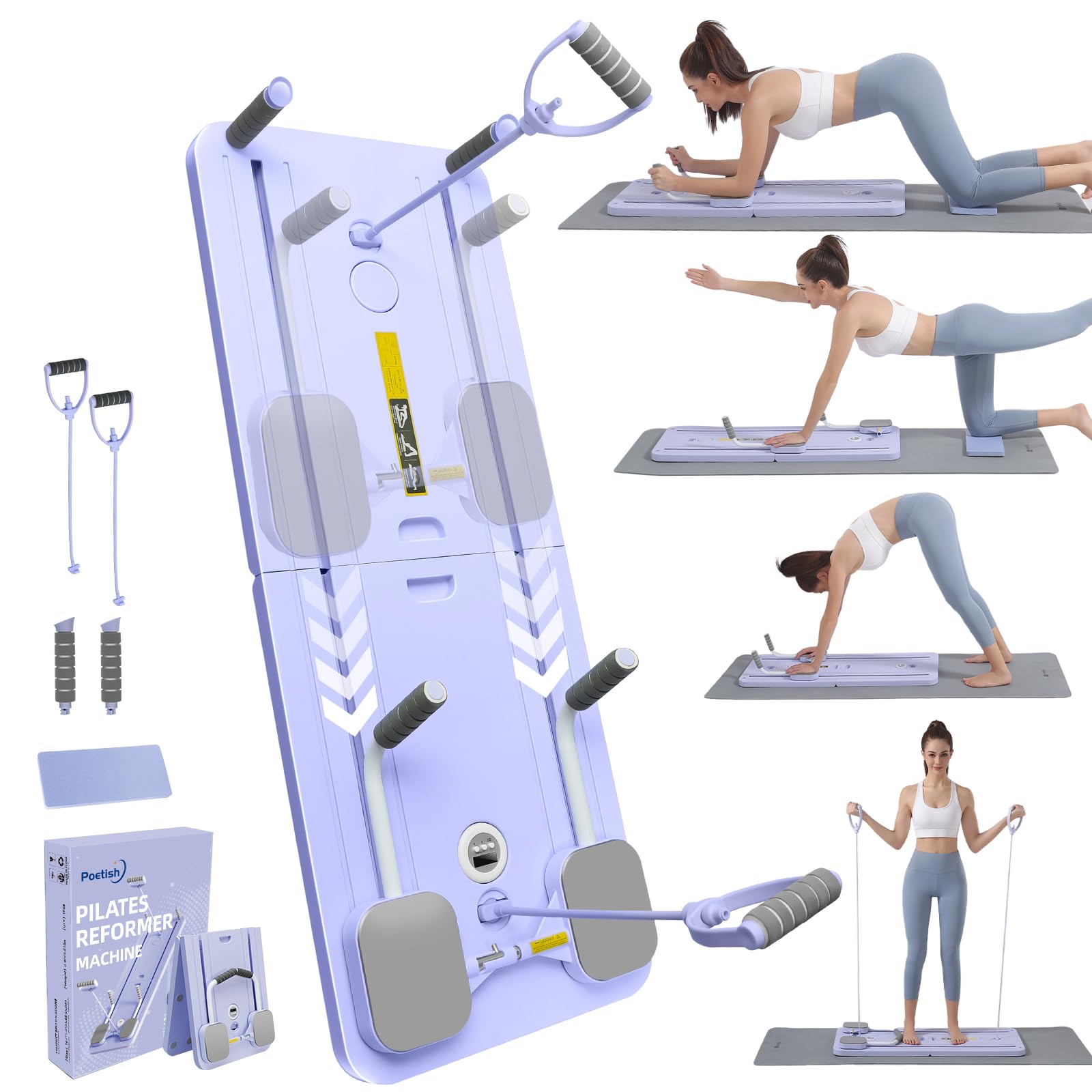 2026 Pilates Reformer Machine for Home Gym, Foldable Adjustable Ab Board with Au
