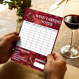 BLSUREFYX 48pcs Wine Tasting Scorecards 5 x 7" Wine Score Rating Scorecard | Wine Tasting Party Card for Blind Tasting 101 Single Party Girls Night Out Tasting Wine Club Event Gathering Winery Dinner