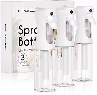 3 Pack Continuous Spray Bottle for Hair, 6.8 OZ Ultra Fine Mister Sprayer | Refillable for Hairstyling, Barbers, Salons, Household Cleaning, Watering Plants, Pet Care, Ironing &amp; Essential Oil Scents