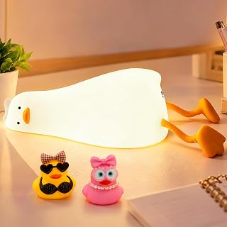 FAMIDUO Lying Flat Duck Night Light, Touch Silicone Lamp with Blind Box