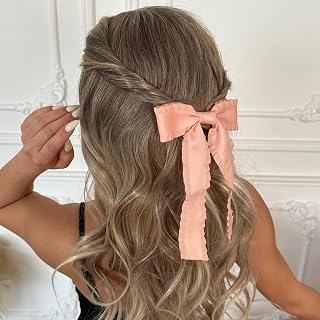 Cute Big Silky Satin Hair Clips for Women Bow Accessories Ponytail Holder Hair Bow for Party Wedding