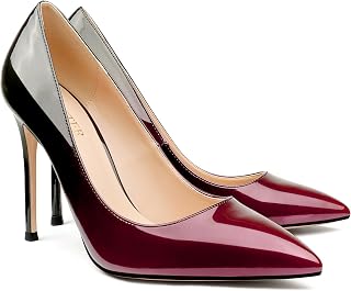 COLETER Women's Sexy Pointed Toe Pumps 12cm Patent Leather Pumps Bridal Shoes Pretty Evening Needles
