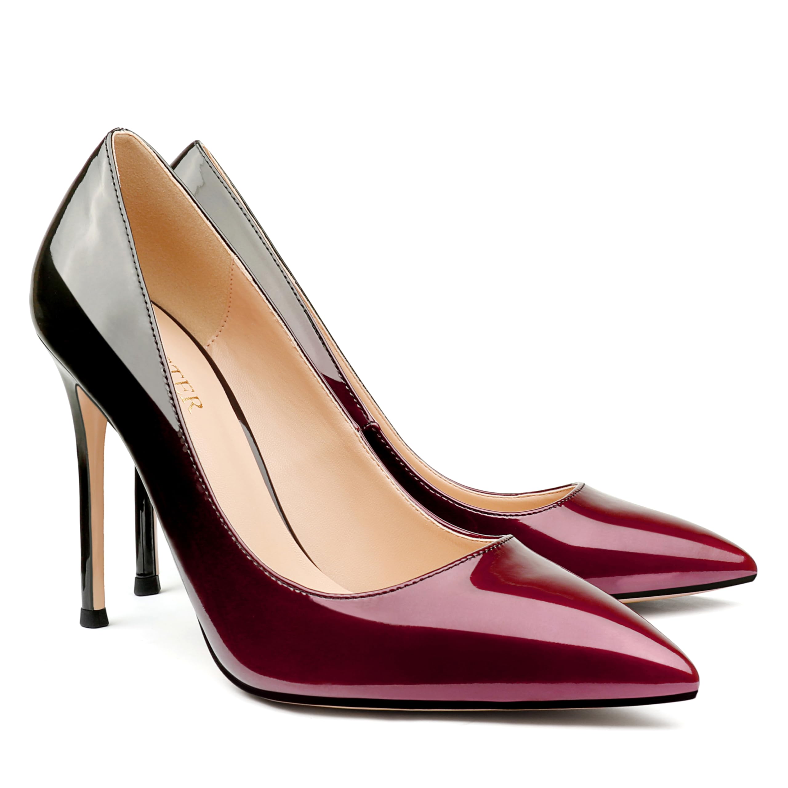 COLETER Women's Sexy Pointed Toe Pumps 12cm Patent Leather Pumps Bridal Shoes Pr