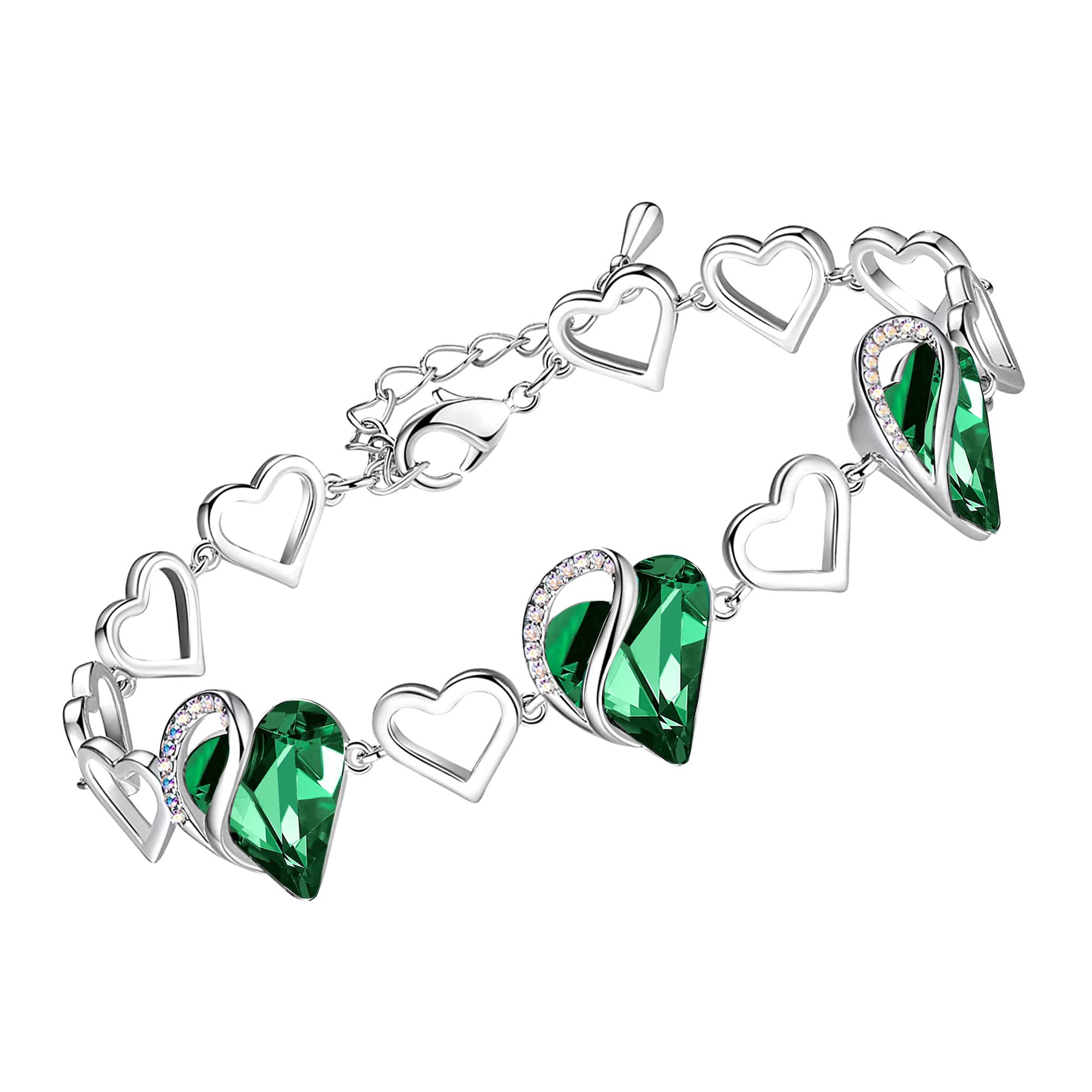 Leafael Infinity Love Heart Gift Bracelet for Women, Birthstone or Healing Stone