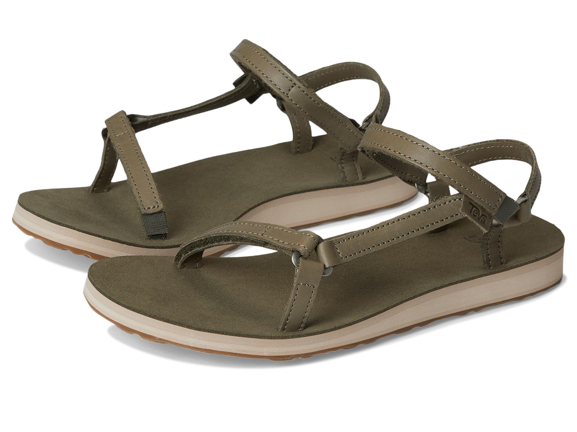Teva Women's Original Universal Slim Lea Sandal, Burnt Olive, 8 UK