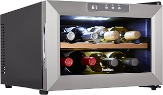 Ivation Premium Stainless Steel 8 Bottle Horizontal Thermoelectric Wine Cooler/Chiller Counter Top Red & White Wine Cellar w/Digital Temperature, Freestanding Refrigerator Quiet Operation Fridge