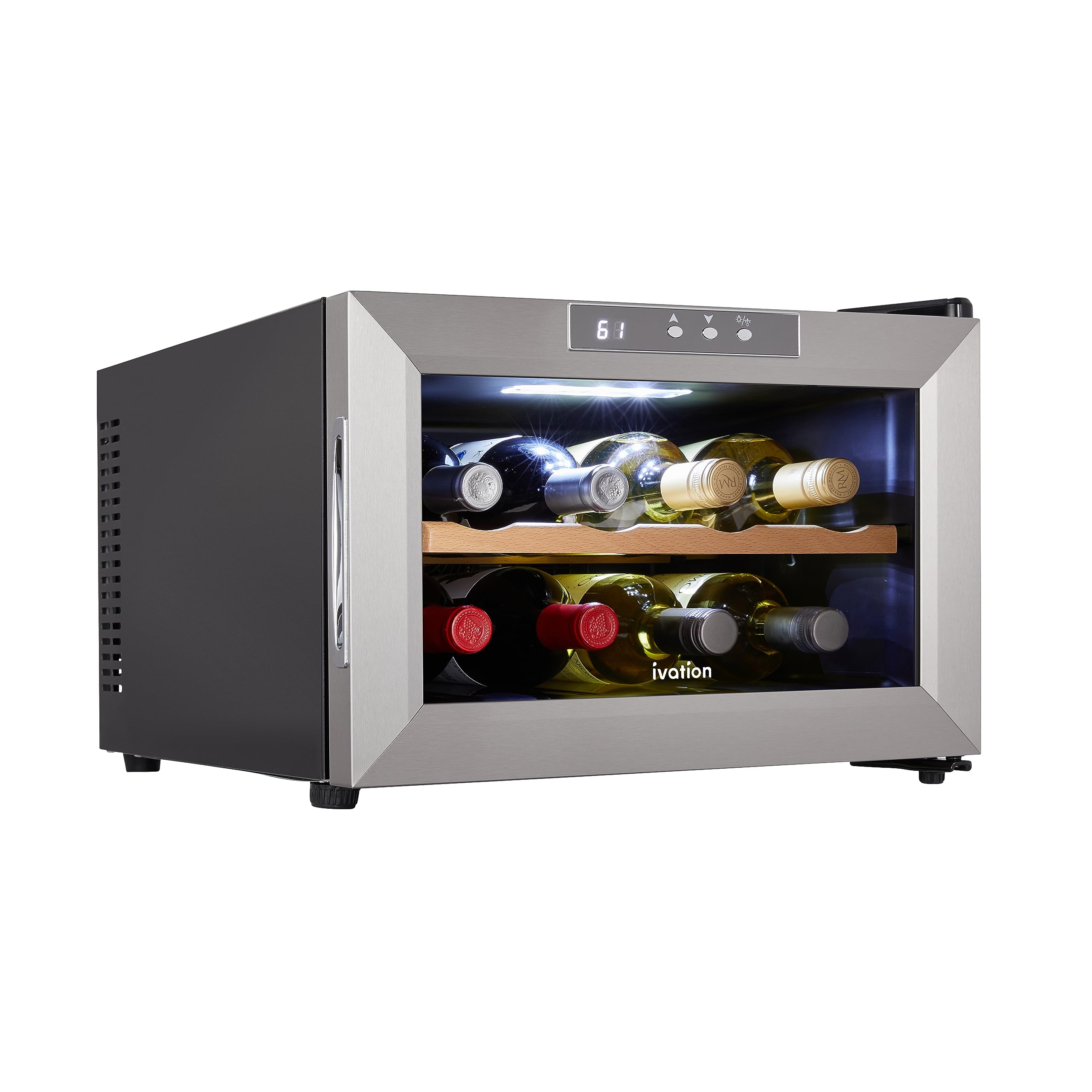Ivation Premium Stainless Steel 8 Bottle Horizontal Thermoelectric Wine Cooler/C