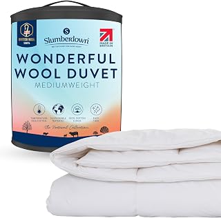 Slumberdown British Wool King Size Duvet 7-9 Tog All Year-Round Quilt for Summer, Autumn & Winter | 100% British Wool, Naturally Regulates Temperature, Hypoallergenic & UK Made (225 x 220cm)