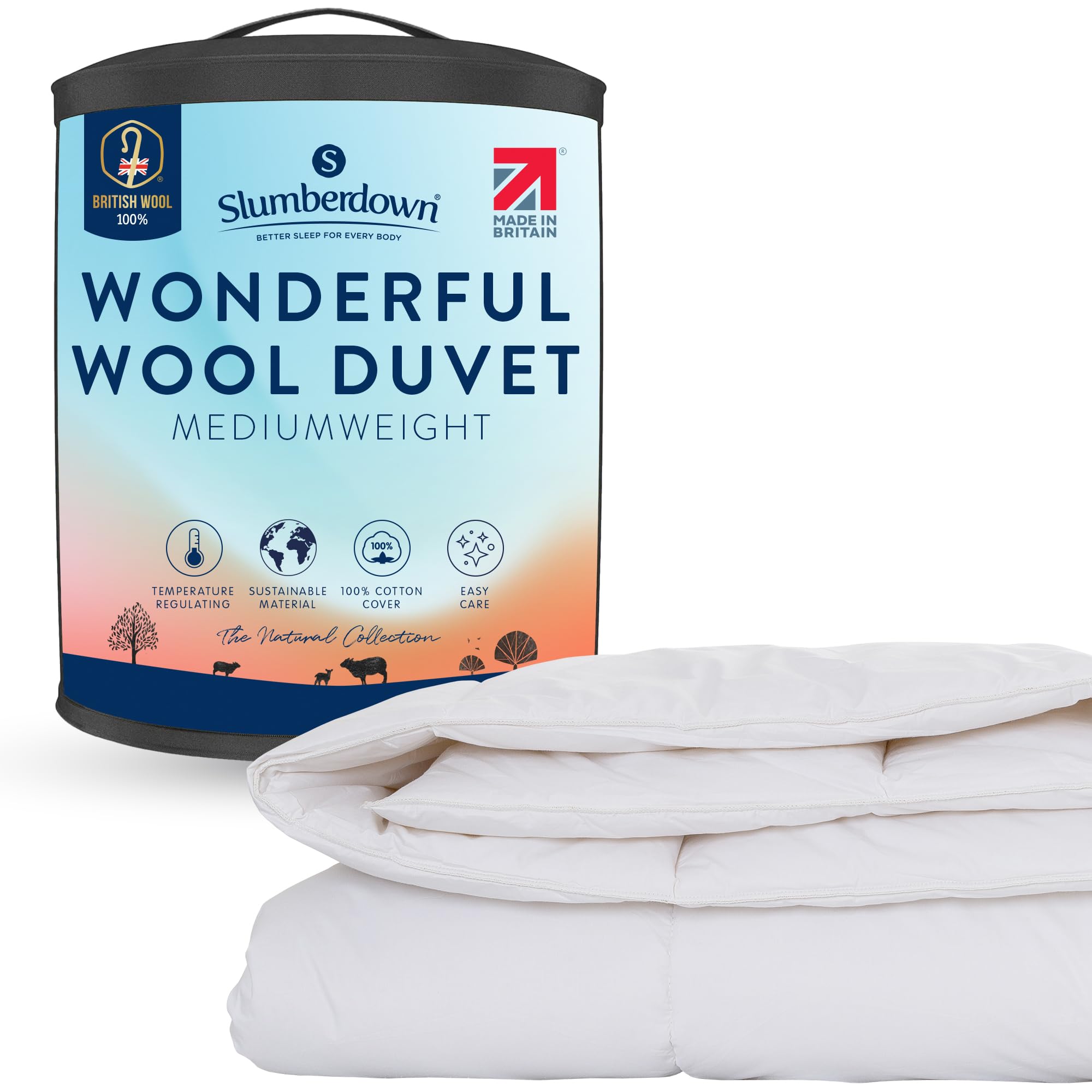 Slumberdown British Wool King Size Duvet 7-9 Tog All Year-Round Quilt for Summer