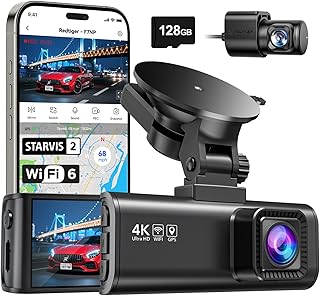 REDTIGER F7NP 4K Dash Cam Front and Rear with STARVIS 2,128GB Card Included | 5.8GHz WiFi-20MB/s Download, WDR Night Vision, 3.18" IPS Screen,170° Wide Angle, G-sensor, GPS, 24H Parking Mode