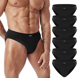 FALARY Men's Briefs Pack of 6/12 100% Cotton Underpants Soft Underwear Elastic Comfort Briefs