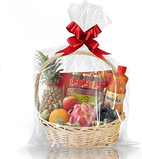 WIKDAY Clear Gift Bags 10 PCS 24x30 Inches Cellophane Wrap for Gift Baskets | with Twist Ties, Large Cello Gift Bags Raffle Baskets Wrapping, Easter, Baby Shower, Wedding, DIY Holiday Gift Packaging