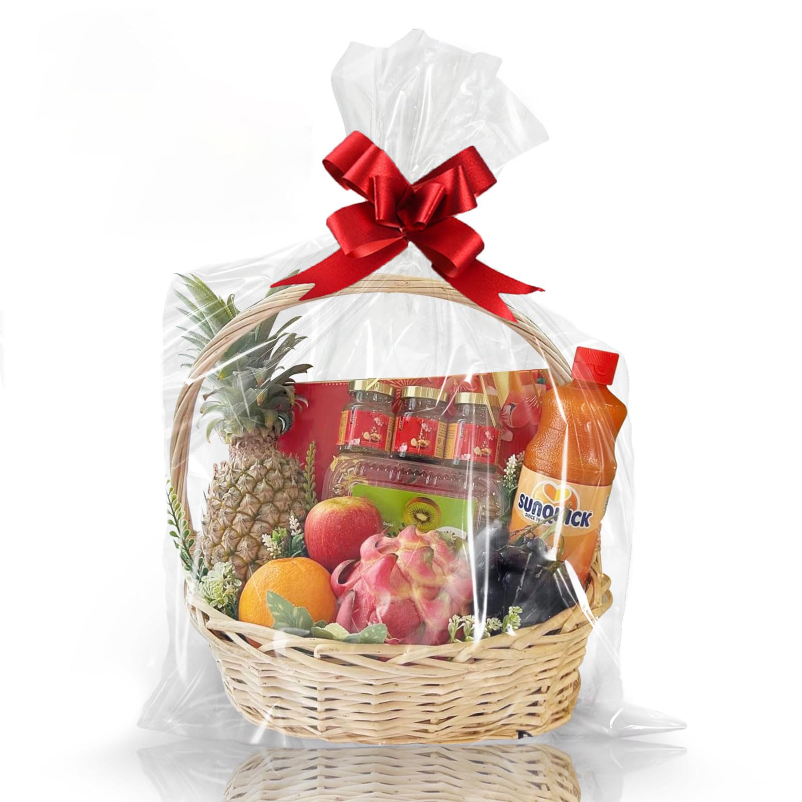 WIKDAY Clear Gift Bags 10 PCS 24x30 Inches Cellophane Wrap for Gift Baskets | wi