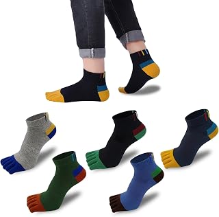 Men's Five Toe Socks, Cotton, Short Socks, Sports, Running, Sweat Absorbent, Quick Drying, 5 Toe Socks, Foot Cover, Ankle Length, Crew Length, 5 Pairs, 5 Colors Set, 9.8 - 11.0 inches (25