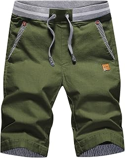 STICKON Men's Shorts Casual Classic Fit Drawstring Summer Beach Shorts with Elastic Waist and Pockets