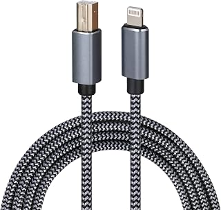 Lightning to MIDI Cable USB OTG Type B Cable for Select iPhone, iPad Models for Midi Controller, Electronic Music Instrument, Midi Keyboard, Recording Audio Interface, USB Microphone (6FT)