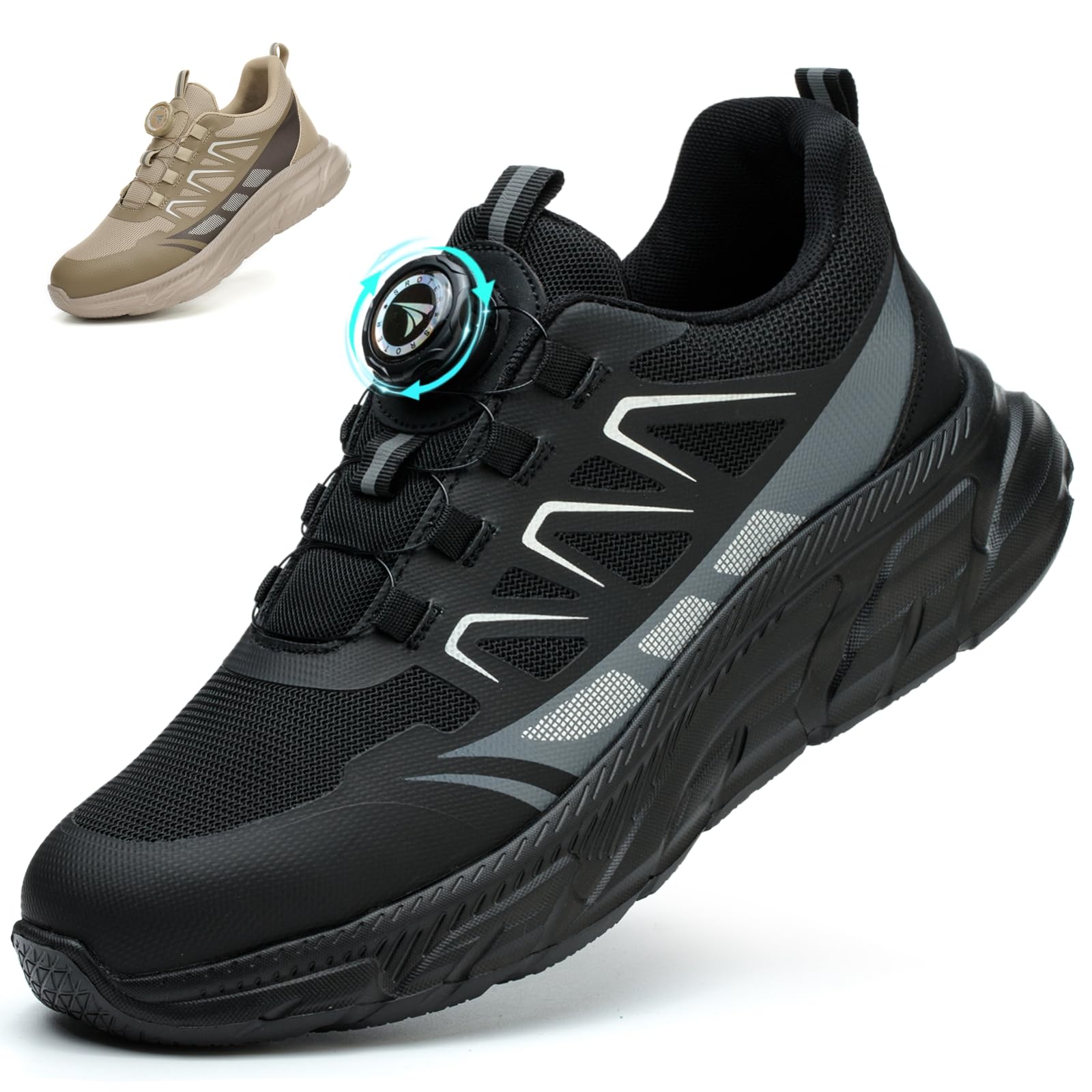 RASEARY Sicherheitsschuhe Arbeitsschuhe Herren Damen Bequem Stahlkappenschuhe Le
