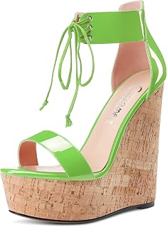 CASTAMERE Women's High Wedge Platform Heel Open Toe Ankle Straps Lace Sandals Clear Dress 15 cm Heels