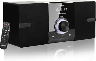 Compact Stereo System with CD Player for Home, 30W Crisp-Sound Speakers | LP‑886 Shelf Stereo System with Bluetooth, FM Radio, Aux‑in, USB‑in, Earphone Jack, DSP‑Tech, Remote