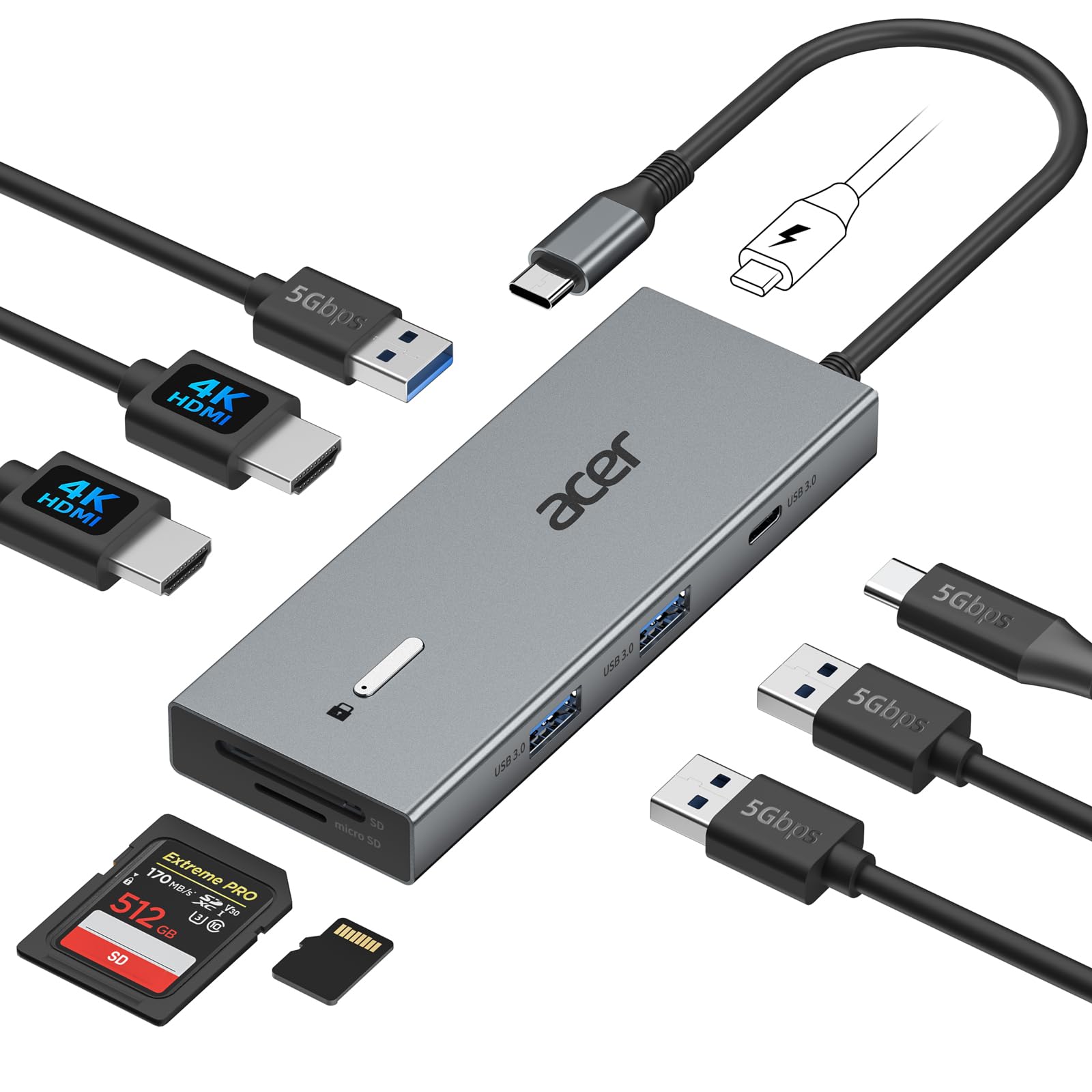 Acer USB-C Docking Station Dual Monitor, 9-in-1 Laptop Dock with 2 HDMI | Laptop