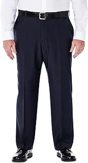 Haggar ECLO Repreve Stria - Flat Front Dress Pant - ECLO Stria Plain Front Dress Pant with Expandable Waist Men