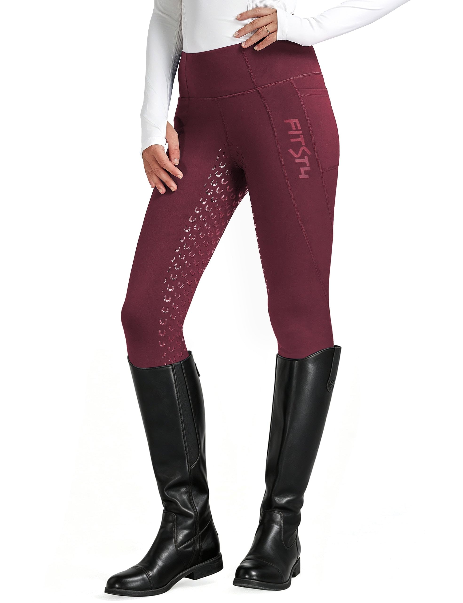 FitsT4 Sports Women's Winter Full Silicon Seat Riding Tights Fleece Lined