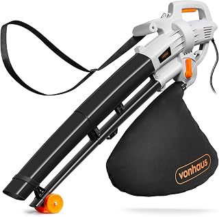 VonHaus Leaf Blower and Vacuum Corded 3000W – 35L Bag, 10m Cable, Wheels | 3 in 1 Blower, Vac, Mulcher – Portable, Lightweight, Electric, Garden Leaves Collector/Sucker – Shoulder Strap