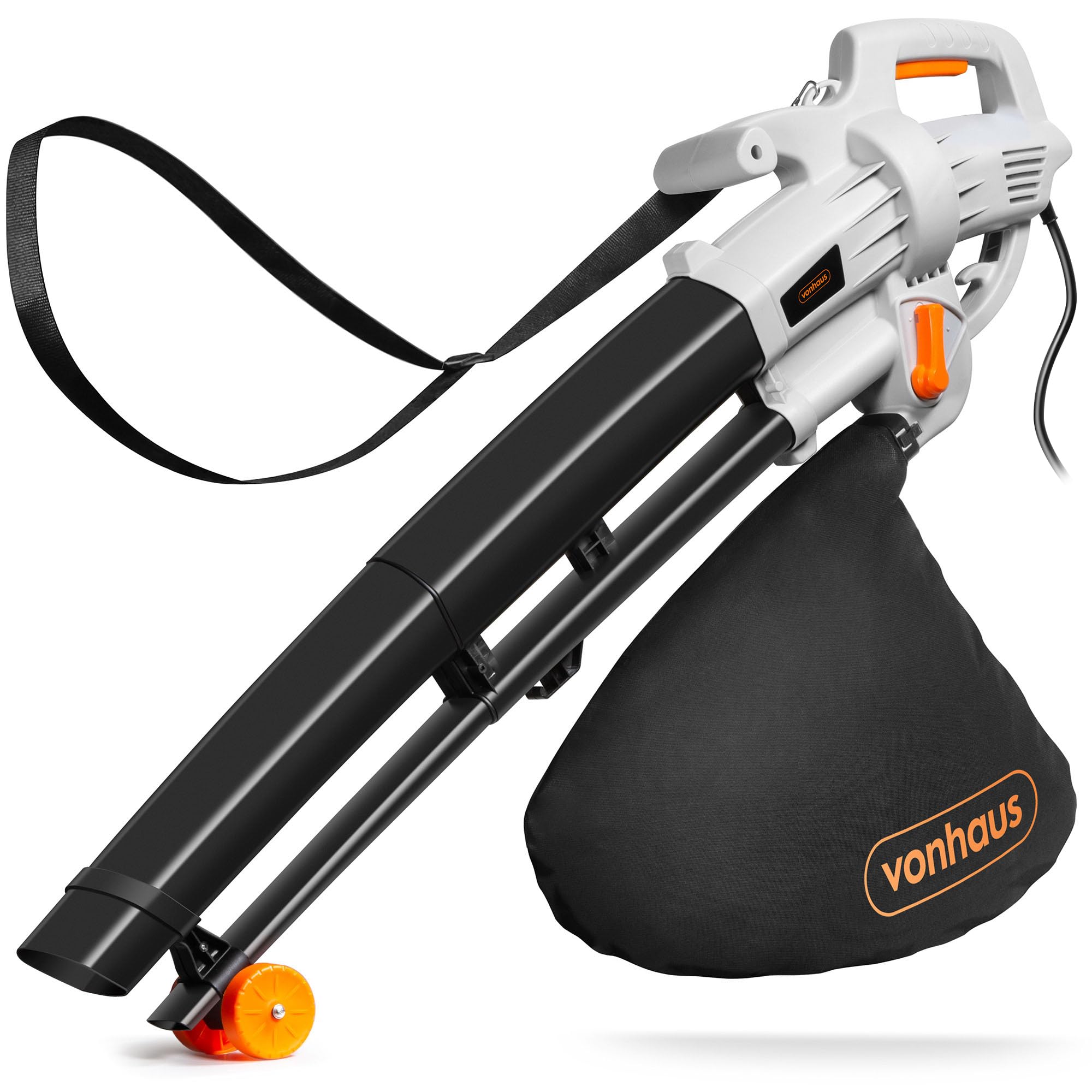 VonHaus Leaf Blower and Vacuum Corded 3000W – 35L Bag, 10m Cable, Wheels | 3 in 