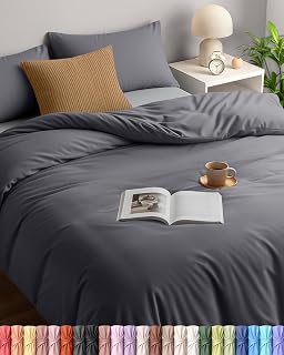 Utopia Bedding Double Duvet Cover Set with 2 Pillowcases 50x75 cm, Grey | Microfiber Bedding Quilt Cover Set with Pillowcases, Oeko-TEX Certified,Soft Breathable Comfort - Ideal for Home and Hotels