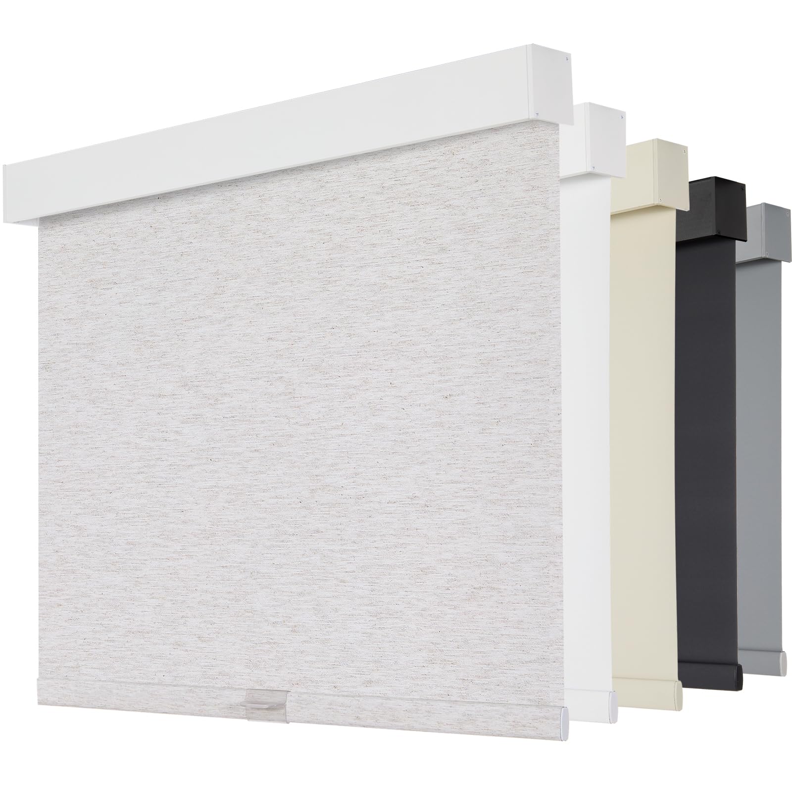 Persilux Blackout Roller Shades Cordless Free-Stop Blind Linen White Custom | Ro