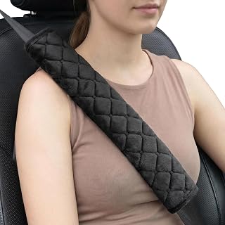 JOEYNEST Soft Auto Seat Belt Pads Extra Long 13.7in, Seatbelt Shoulder Cover, 2 Piece Set, for Adults & Children, Black