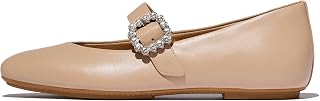 Fitflop Delicato Crystal-Buckle Leather Mary Janes Flat Shoes Mary JaneWomen