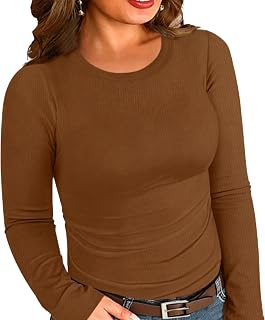Chulianyouhuo Women Plus Size Tops Long Sleeve Ribbed Knit Shirts Basic Tee