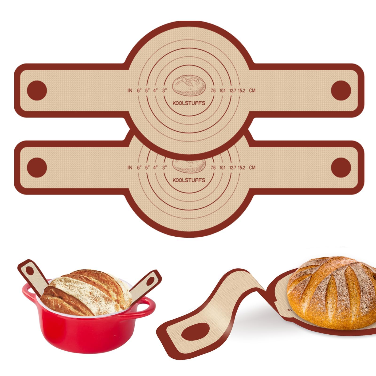 2 PCS Silicone Bread Sling for Dutch Oven, Red | Non-Stick & Reusable Bread Baki
