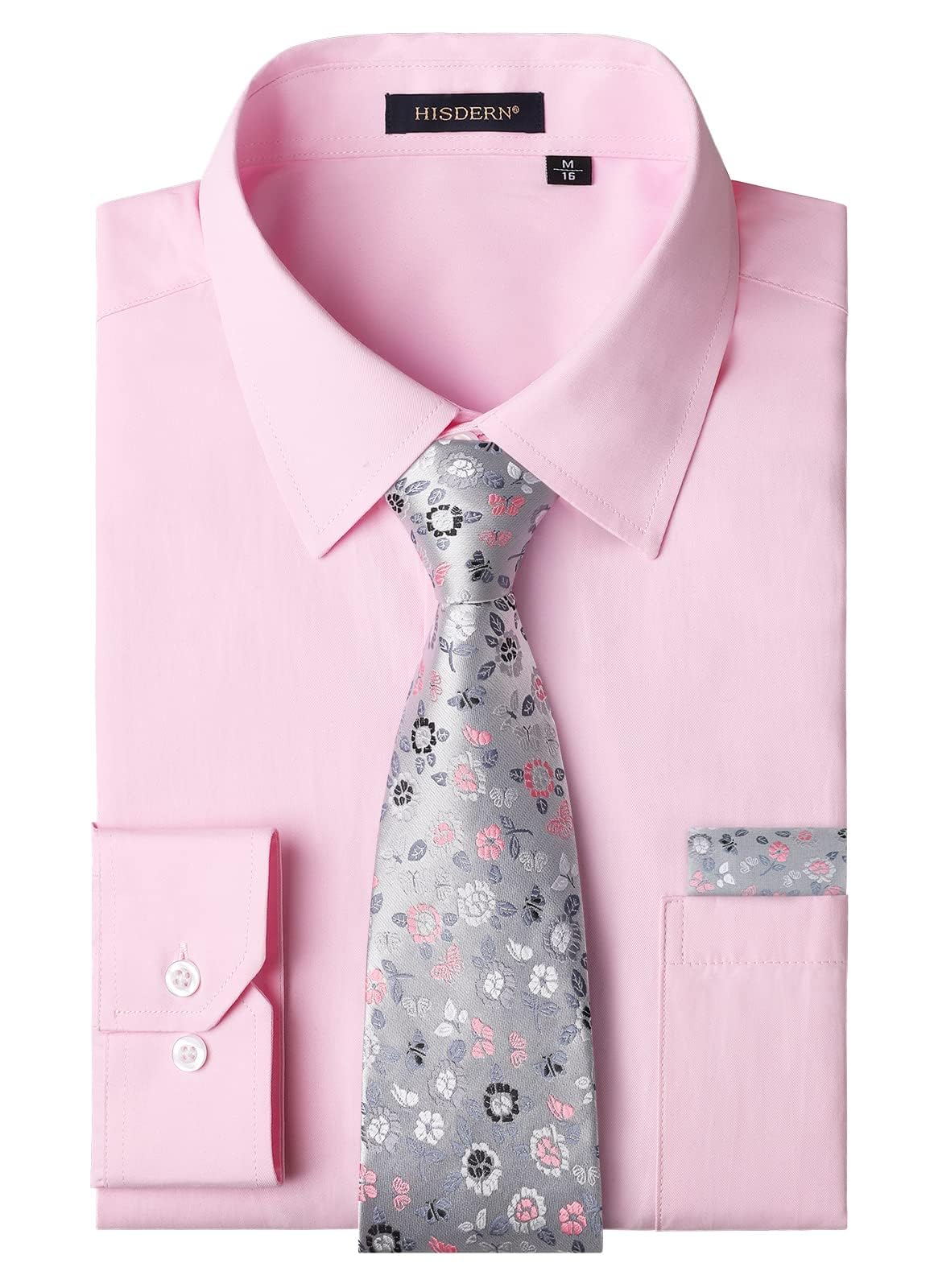 HISDERN Chemise Homme Manches Longues Formelle Chemises Business avec Cravate Ha
