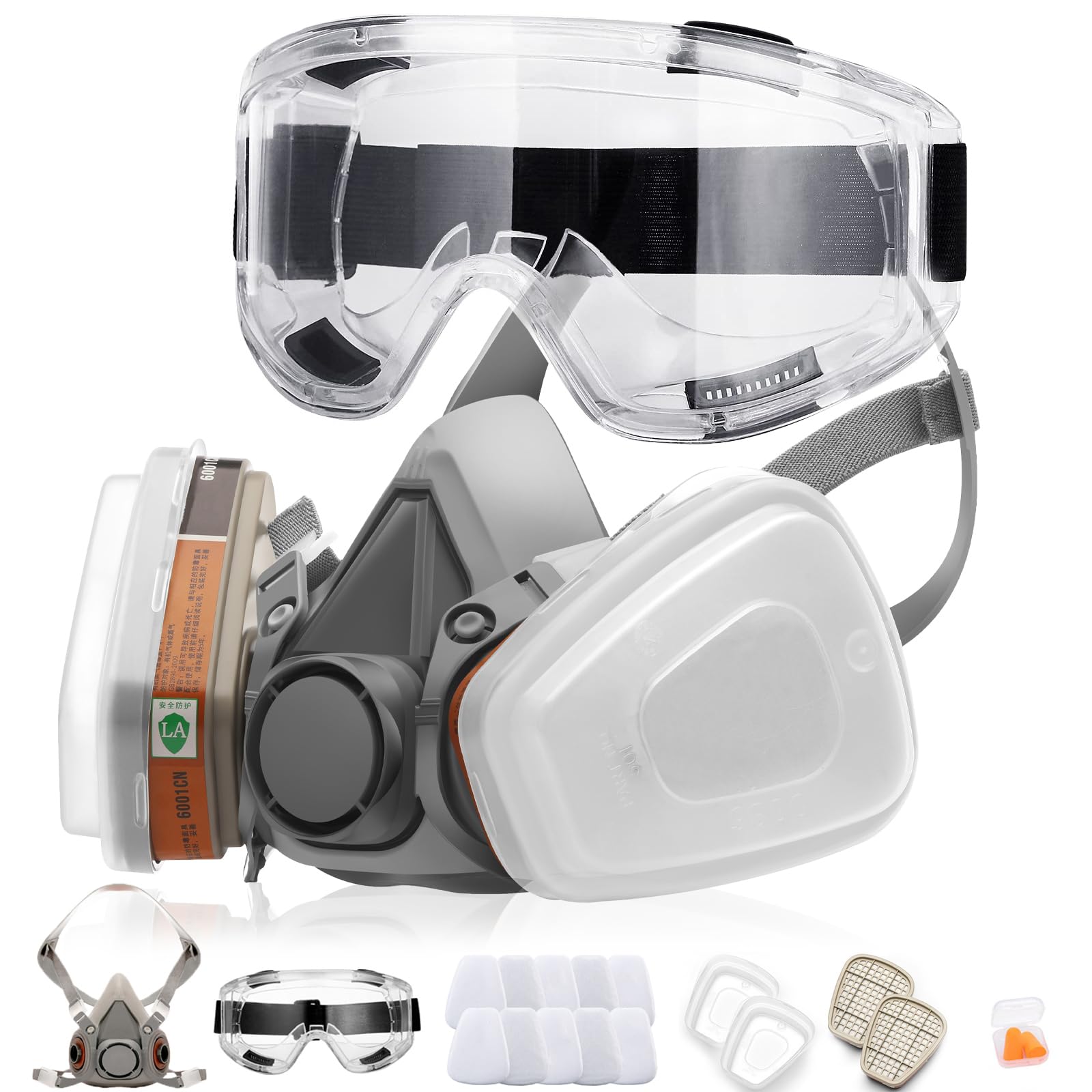 RANKSING Professional 6200 Half Facepiece Reusable Respirator Active Carbon Set 