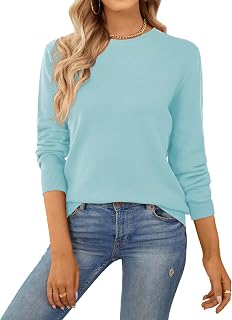 Qualfort, maglione da donna a girocollo in 100% cotone - Blu - XL