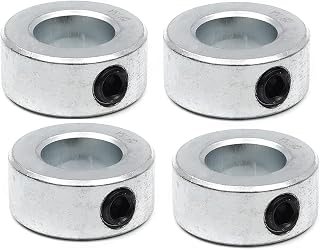 (4-Pack) 1” Bore Solid Steel Shaft Collars with Zinc Plated Coating - Durable Shaft Collars Suitable for Machinery and Industrial Use