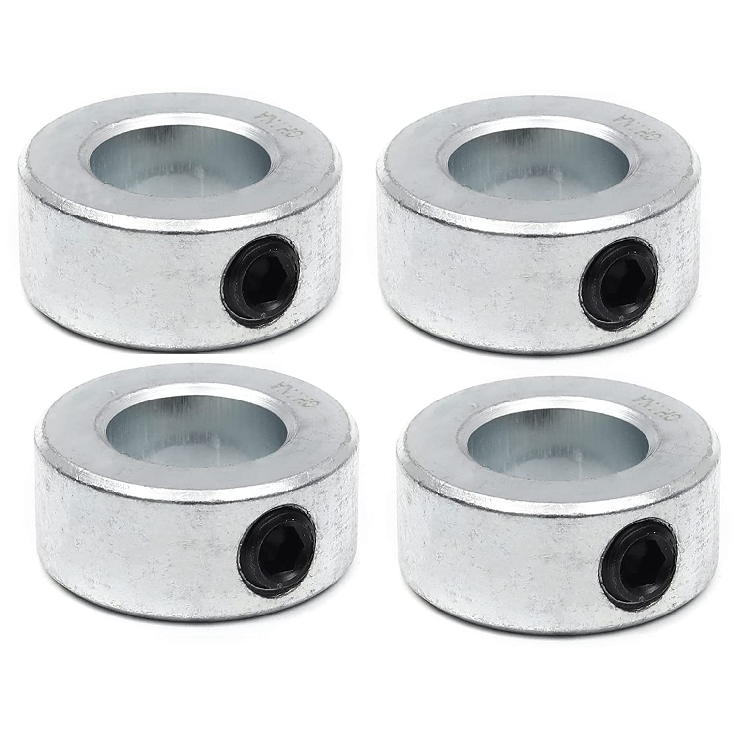 (4-Pack) 5/8” Bore Solid Steel Shaft Collars with Zinc Plated Coating - Durable 