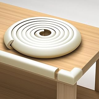 Komfortology Baby Proofing Edge Guard 18ft, 8 Corners, White | Soft Rubber Foam, BPA/Phthalates-free, Non-toxic, No Oder &amp; Residue, Easy-to-Peel Tab, Safe for Furniture &amp; Any Surface