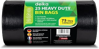 Delka Heavy Duty Black Waste Bin Liners - Extra Strong Plastic Leak Proof Bin Liners - Ideal for Kitchen, Home, DIY & Garden, Home, Office & Catering - Made in