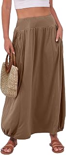 ANRABESS Women's Maxi Skirt Summer Trendy High Waisted Boho Flowy Long Skirts 2026 Spring Fashion Beach Vacation Clothes