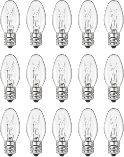 OuuKoo Salt Lamp Bulbs - 15 Watt Light Bulbs for Scentsy Wax Warmer - C7 Replacement Bulbs for Plug in Wax Diffuser- Warmwhite - Dimmable,15 Packs