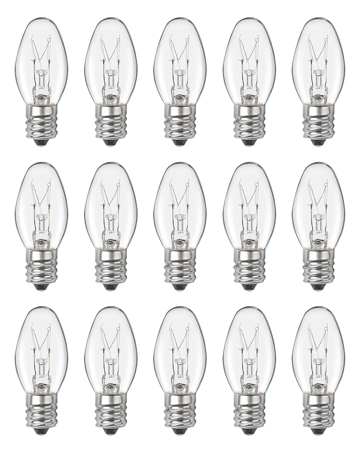 OuuKoo Salt Lamp Bulbs - 15 Watt Light Bulbs for Scentsy Wax Warmer - C7 Replace