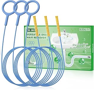 EastLink 50 Inch Sink Snake Hair Drain Clog Remover, Anti-Break Steel Drain Snake Drain Hair Removal Tool, Flexible Shower Snake Drain Augers for Bathroom, Bathtub Drain Hair Catcher, 3 Pack