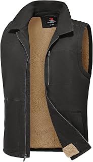Rdruko Mens Winter Fleece Vest Outerwear Warm Sherpa Lined Cotton Full Zip Casual Work Vest