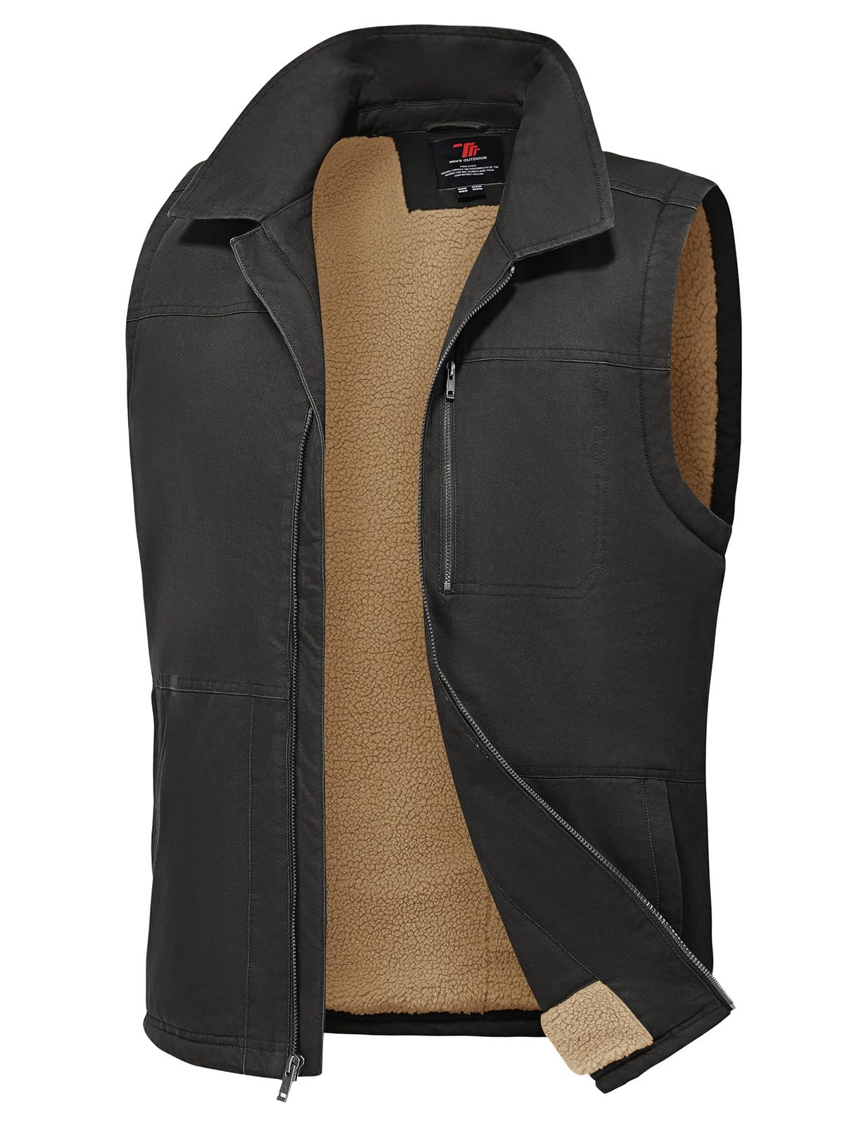 Rdruko Mens Winter Fleece Vest Outerwear Warm Sherpa Lined Cotton Full Zip Casua