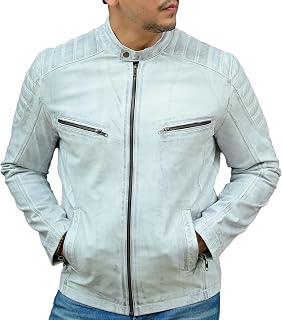 Jild Timeless Classic Leather Jacket Men - Biker Style Real Lambskin Café Racer Vintage Look Motorcycle Jackets for Men