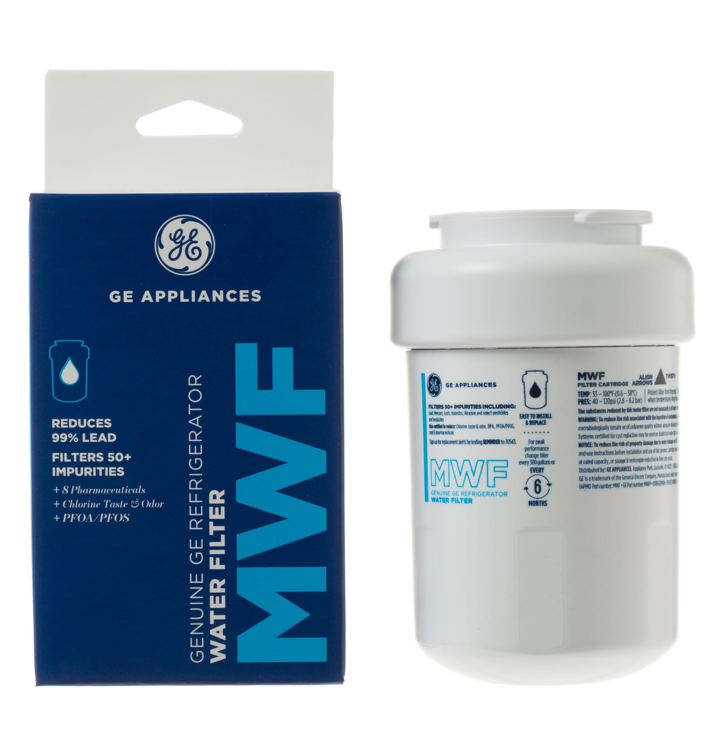 GE MWF™ Refrigerator Water Filter, Genuine Filter, Guaranteed Fit, 1-pack | Redu