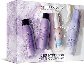 Pureology Hair Hydration Discovery Kit - Shampoo, Conditioner, Color-Fanatic Leave-In Treatment &amp; Hairspray, Deeply Moisturizes, Instant Softness &amp; Shine, For Dry and Color Treated Hair, Travel Size